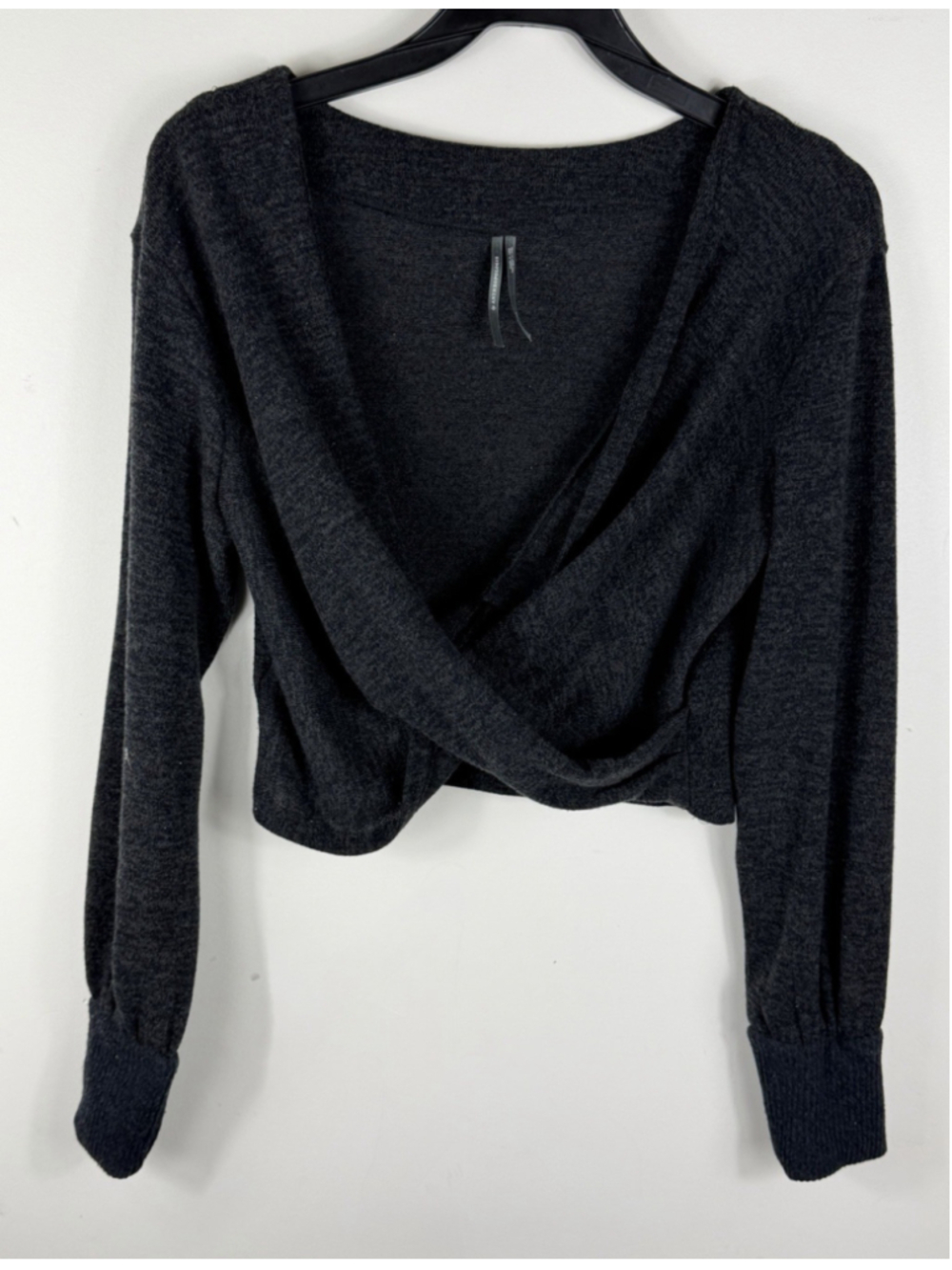 by anthropologie wrap cropped sweater dark gray size XS